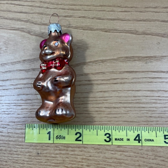 Vtg Inge Glas Christmas Ornament German Brown Bear Hand Blown Glass Hand Painted - Picture 7 of 7